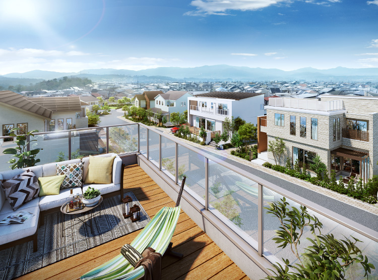 高台の住宅地に佇む25邸の新街区